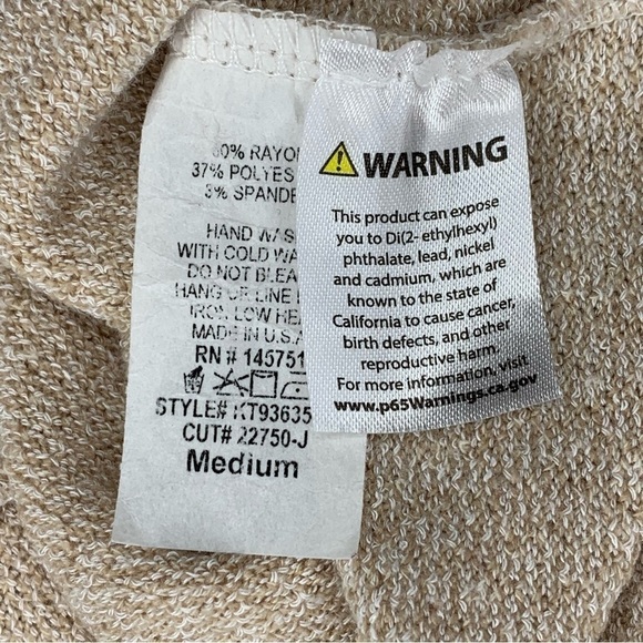 M Fantastic Fawn Beige Knit Cutout Sleeve Top Short Sleeve Stretch Medium 8 10 - Picture 5 of 7